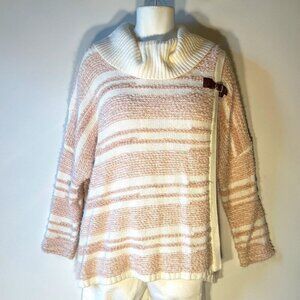 Calvin Klein SZ L/XL Pink Stripe Chunky Oversized Sweater Classic Warm Soft